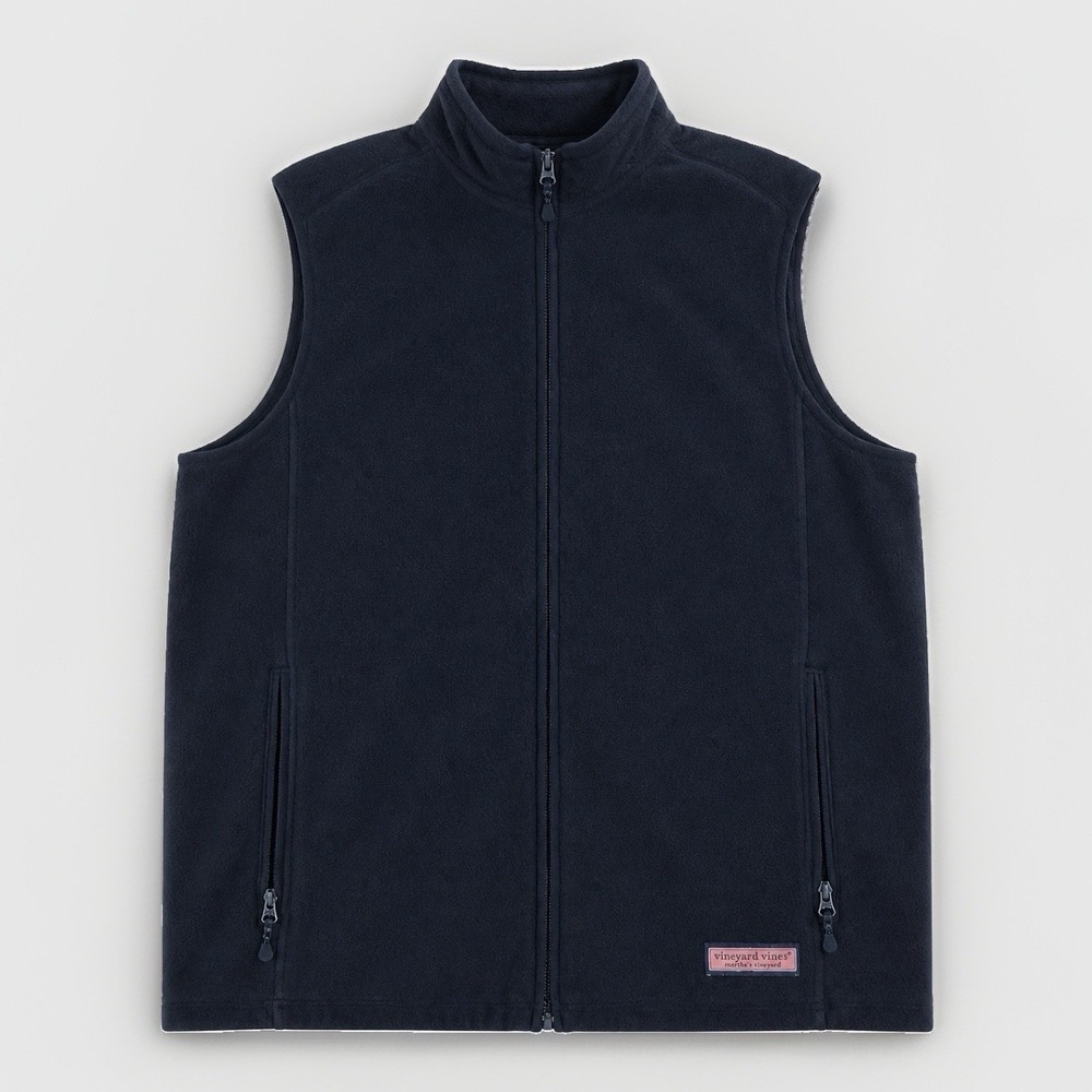 Vineyard Vines Harbor Fleece Vest Men's XL Full Zip Navy Blue